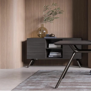 NARBUTAS Arqus Cabinet w/2 Push to Open System Doors, 1 Fixed Shelf & 1 Height-Adjustable Shelf Inside