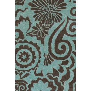 Chandra Aschera Wool Round Handmade Rug, 7'9-inch, Blue/Brown