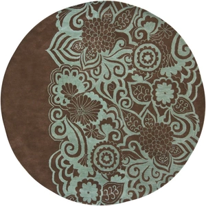 Chandra Aschera Wool Round Handmade Rug, 7'9-inch, Blue/Brown