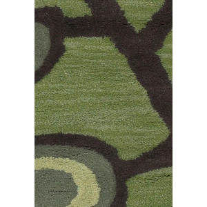 Chandra Aschera Wool Round Handmade Rug, 7'9-inch, Green/Dark Brown