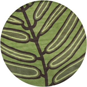 Chandra Aschera Wool Round Handmade Rug, 7'9-inch, Green/Dark Brown