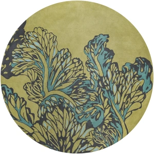 Chandra Aschera Wool Round Handmade Rug, 7'9-inch, Green/Blue/Black