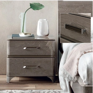 Camelgroup, Italy Maia VIP 2-Drawer Mini Nightstand w/Milano Handles, Grey