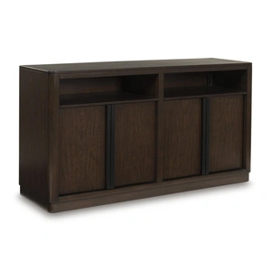 Ashley Furniture Dilenno Wood Dining Room Server - 4-Door Modern Sideboard, Dark Brown