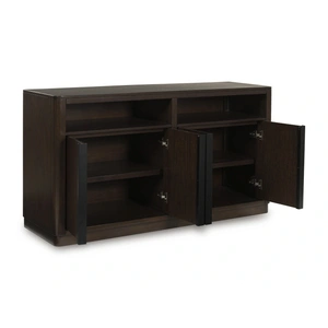Ashley Furniture Dilenno Wood Dining Room Server - 4-Door Modern Sideboard, Dark Brown