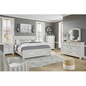 Ashley Furniture Ashley SM Robbinsdale Wood Veneer Sleigh Bedroom Set, White
