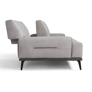 Diven Living Joey Leather Loveseat, Spessorato Light Grey Cenere/Dark Grey
