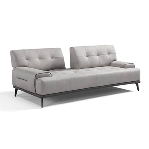 Diven Living Joey Leather Loveseat, Spessorato Light Grey Cenere/Dark Grey