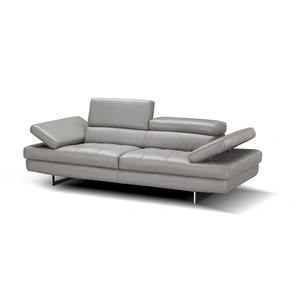 J&M Furniture Aurora Premium Leather Sofa, Grey