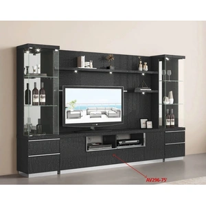 Pantek Furniture AV296 Entertainment Wall Unit TV Stand, Composition 1 in Gray Walnut