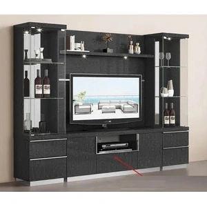 Pantek Furniture AV296 Entertainment Wall Unit TV Stand, Composition 2 in Gray Walnut