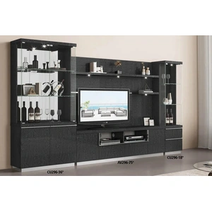Pantek Furniture AV296 Entertainment Wall Unit TV Stand, Composition 5 in Gray Walnut