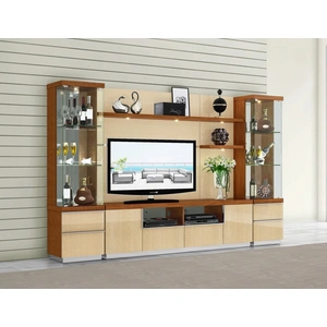 Pantek Furniture AV293 Entertainment Wall Unit TV Stand, Composition 1 in Cherry