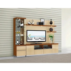 Pantek Furniture AV293 Entertainment Wall Unit TV Stand, Composition 2 in Cherry