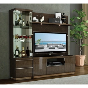 Pantek Furniture AV 292 Wall Unit, Composition 2, High Gloss Walnut