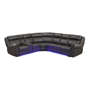 Galaxy Home Furnishings Aviator Recliner Sectional Sofa with Bluetooth Speakers & LED Lights