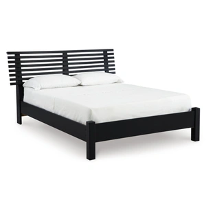 Ashley Furniture Danziar MDF/Wood Veneer Slat Panel Bed, Black