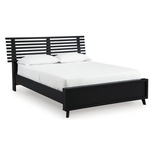 Ashley Furniture Danziar MDF/Wood Veneer Slat Panel Bed w/Footboard, Black