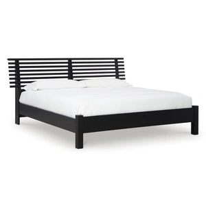 Ashley Furniture Danziar MDF/Wood Veneer Slat Panel Bed, Black