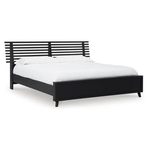 Ashley Furniture Danziar MDF/Wood Veneer Slat Panel Bed w/Footboard, Black