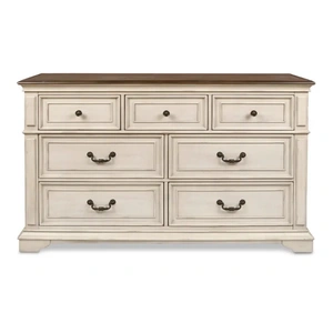 New Classic Furniture SM Anastasia Wood Double Dresser w/7 Drawers, Antique Bisque