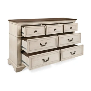 New Classic Furniture SM Anastasia Wood Double Dresser w/7 Drawers, Antique Bisque