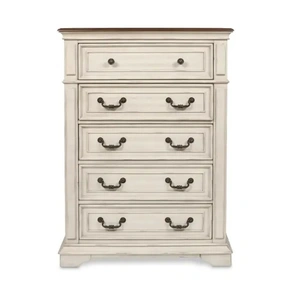 New Classic Furniture SM Anastasia Wood Chest w/5 Drawers, Antique Bisque