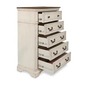 New Classic Furniture SM Anastasia Wood Chest w/5 Drawers, Antique Bisque