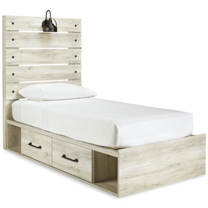Ashley Furniture Cambeck MDF/Wood Veneer Panel Bed w/2 Storage Drawers, Whitewash