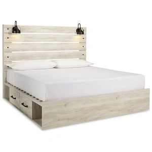 Ashley Furniture Cambeck MDF/Wood Veneer Panel Bed w/2 Storage Drawers, Whitewash