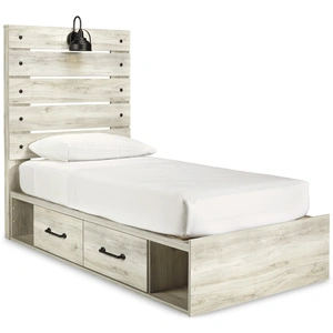 Ashley Furniture Cambeck MDF/Wood Veneer Panel Bed w/4 Drawers, Whitewash