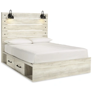 Ashley Furniture Cambeck MDF/Wood Veneer Panel Bed w/4 Drawers, Whitewash
