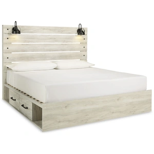 Ashley Furniture Cambeck MDF/Wood Veneer Panel Bed w/4 Drawers, Whitewash