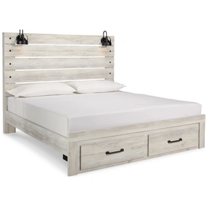 Ashley Furniture Cambeck MDF/Wood Veneer Panel Bed w/2 Drawers, Whitewash