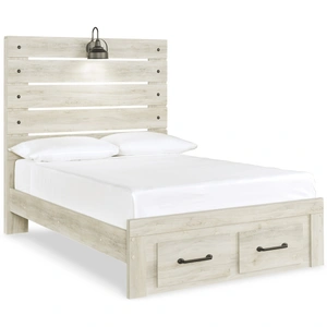 Ashley Furniture Cambeck MDF/Wood Veneer Panel Bed w/2 Drawers, Whitewash