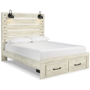 Ashley Furniture Cambeck MDF/Wood Veneer Panel Bed w/2 Drawers, Whitewash