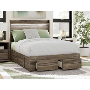 Ashley Furniture Elbrim MDF Panel Storage Bedroom Set w/6 Drawers, Brown