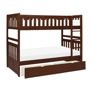 Homelegance Rowe Wood/Wood Veneer Bunk Bed, Dark Cherry