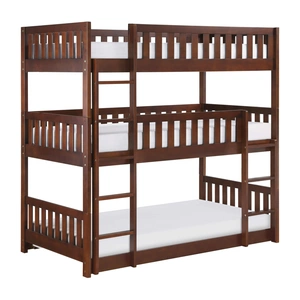 Homelegance Rowe Wood/Wood Veneer Triple Bunk Bed, Twin/Twin/Twin Size, Dark Cherry