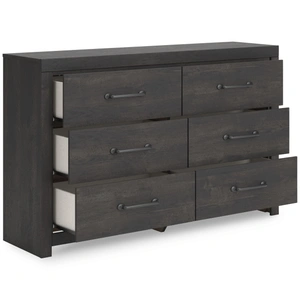 Ashley Furniture Hollivern MDF Double Dresser w/6 Drawers, Dark Grey