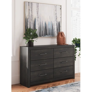 Ashley Furniture Hollivern MDF Double Dresser w/6 Drawers, Dark Grey