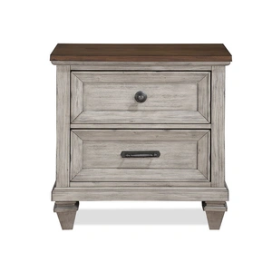 New Classic Furniture SM Mariana Wood Nightstand w/2 Drawers & USB in Vintage Cream