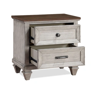 New Classic Furniture SM Mariana Wood Nightstand w/2 Drawers & USB in Vintage Cream