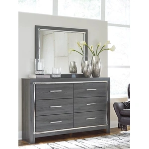Ashley Furniture Lodanna Faux Leather/Wood Panel Storage Bedroom Set w/LED Lighting, Gray