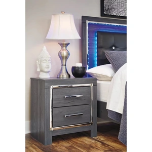 Ashley Furniture Lodanna Wood USB/Wireless Charging Nightstand w/2 Drawers, Gray