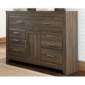 Ashley Furniture Juararo Wood Dresser w/6 Drawers & Door, Dark Brown