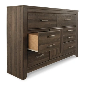 Ashley Furniture Juararo Wood Dresser w/6 Drawers & Door, Dark Brown