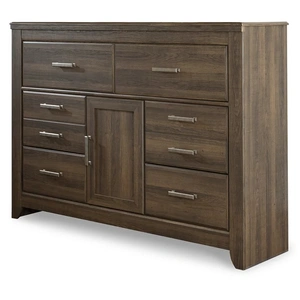 Ashley Furniture Juararo Wood Dresser w/6 Drawers & Door, Dark Brown