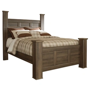 Ashley Furniture Juararo Wood Poster Bed, Dark Brown
