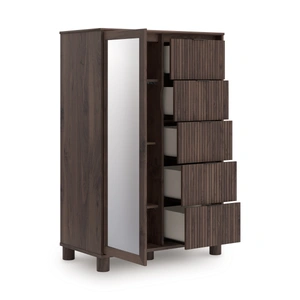 Ashley Furniture Pamytta MDF Dressing Chest w/Mirror & 5 Drawers, Brown